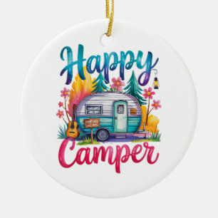 Lustige glückliche Camper Camping Bekleidung Anhän Keramik Ornament