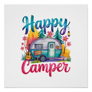 Lustige glückliche Camper Camping Bekleidung Anhän Poster