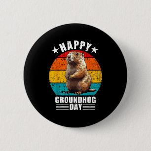 Lustige glückliche Groundhog Day Dekorationen 2025 Button