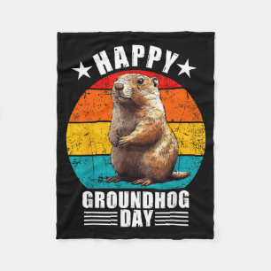 Lustige glückliche Groundhog Day Dekorationen 2025 Fleecedecke