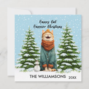 Lustige glückliche Katze glücklicheres Weihnachten