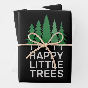 Lustige glückliche kleine Bäume Geschenke Camping  Geschenkpapier Set