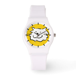 Lustige glückliche lächelnde Katze Illustration Armbanduhr