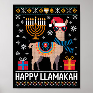Lustige glückliche Llamakah Lama mit Menora  Poster