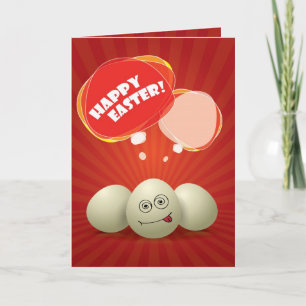 Lustige glückliche rote Gruß-Karte Ostern Feiertagskarte