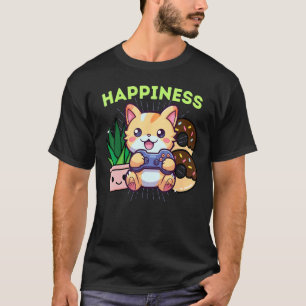 Lustige Glückseligkeit Gamer-Katze Pflanzen Gaming T-Shirt