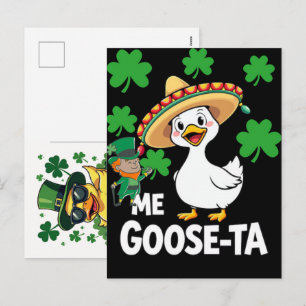 Lustige Glücksgans St. Patricks Day Design  Feiertagspostkarte