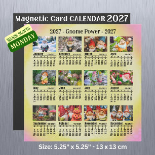Lustige Gnome 2027 Benutzerdefinierter Fotokalende Magnetkarte
