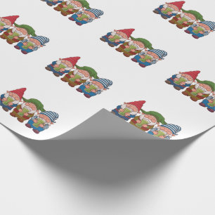 Lustige Gnome mit einem Matcha-Getränk Magisch Geschenkpapier