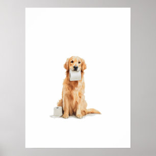 Lustige Golden Retriever Badezimmer-Wandkunst Poster