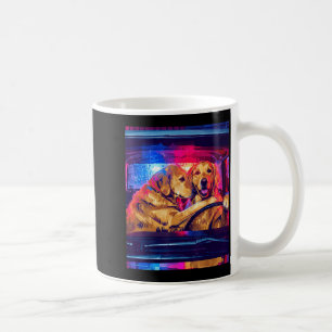 Lustige Golden-Retriever-Hunde fahren Auto Retro-P Kaffeetasse