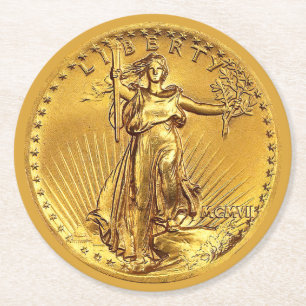 Lustige Goldmünzenbar Runder Pappuntersetzer
