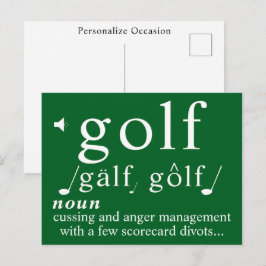 Lustige Golf Definition Tee Wutbewältigung Humor Feiertagspostkarte