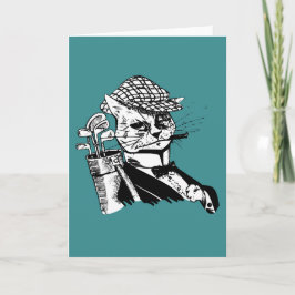 lustige Golf spielende Katze Feiertagskarte