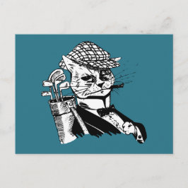 lustige Golf spielende Katze Postkarte