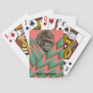 Lustige Gorilla Rosa Grün Chevron Spielkarten