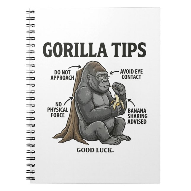 Lustige Gorilla-Sicherheitstipps-Infografik-Illust Notizblock (Vorderseite)