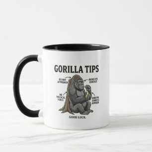 Lustige Gorilla-Sicherheitstipps Infografik Illust Tasse