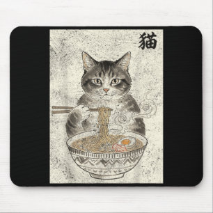 Lustige Grafik Katze Ramen Japanische Kawaii Anime Mousepad