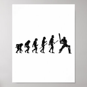 Lustige Grafik zur Cricket-Evolution für Spieler Poster