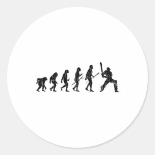 Lustige Grafik zur Cricket-Evolution für Spieler Runder Aufkleber