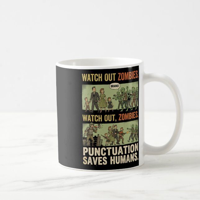 Lustige Grammatik Interpunktion rettet Menschen Zo Kaffeetasse (Rechts)
