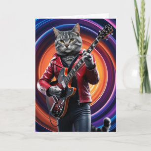 Lustige Graue Tabby-Rocker-Karte Karte