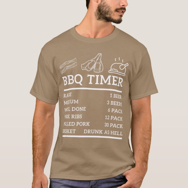 Lustige Grill-Sprüche BBQ-Timer Bbq-Bier-Grill-Vat T-Shirt (Vorderseite)