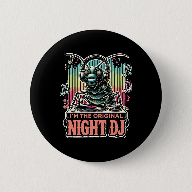 Lustige Grille, ich bin der originale Night Dj  Button (Vorderseite)