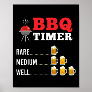 Lustige Griller-Shirts für Männer - BBQ-Timer - BB Poster