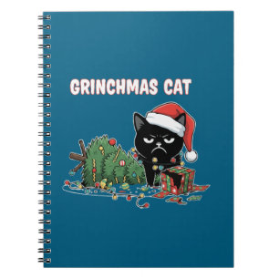 Lustige Grinchmas Katze Grumpy Schwarze Katze We Notizblock