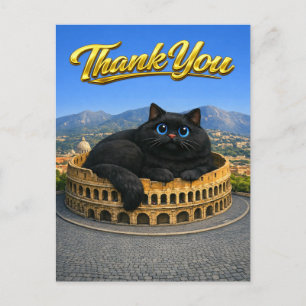 Lustige große schwarze Katze Römisches Kolosseum D Postkarte