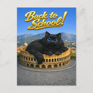 Lustige große schwarze Katze Römisches Kolosseum Z Postkarte
