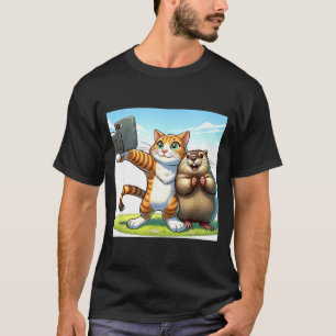 Lustige Groundhog Day Katze macht Selfie mit Murme T-Shirt