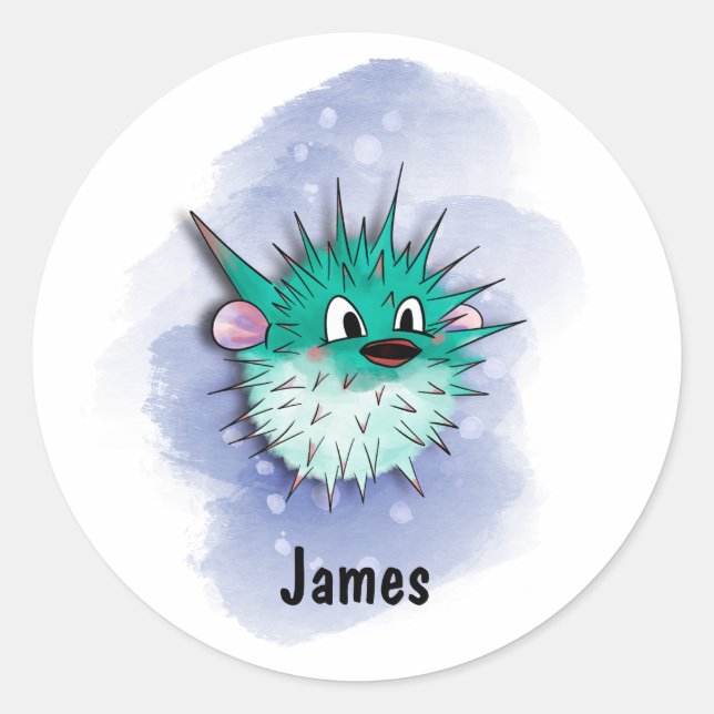 lustige grüne Glocke, Aquarell Runder Aufkleber (Vorderseite)