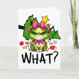 Lustige Grüne Katze Weihnachtsbaum Frohe Weihnacht Karte