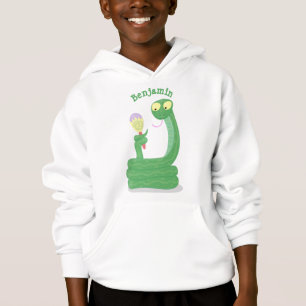 Lustige grüne Schlange mit Maraca-Cartoon Hoodie