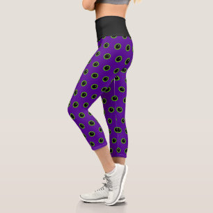 Lustige grüne und violette Monsteraugen Capri Leggings