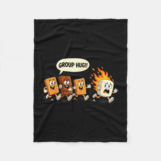 Lustige Gruppenumarmung Marshmallow Lagerfeuer Smo Fleecedecke (Vorderseite)
