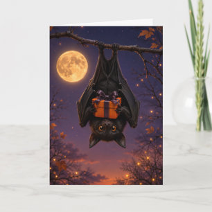 Lustige gruselige Fledermaus mit Geschenk Hallowee Karte