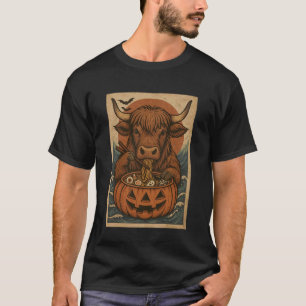 Lustige Gruselige Highland-Kuh-Kürbis-Japanische R T-Shirt