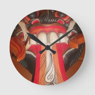 Lustige Gruselige Seltsame Zungen Halloween-Maske Runde Wanduhr