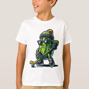 Lustige Gurke spielt Hockey Sport Humor und Winter T-Shirt