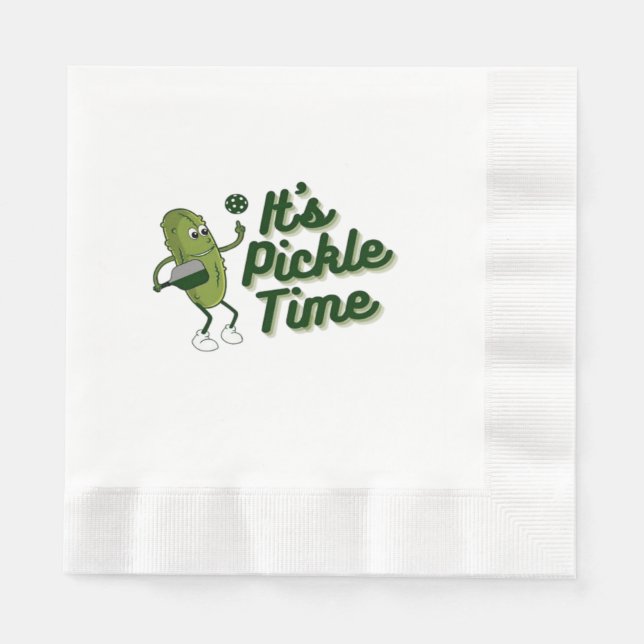 Lustige Gurke spielt Pickleball  Serviette (Vorderseite)