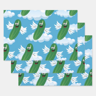 Lustige Gurkenpickles Essen Humor Fantasy Emojis Geschenkpapier Set
