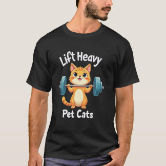 Lustige Gym-Workout-Gewichtheber-Katze Tier-Thema T-Shirt