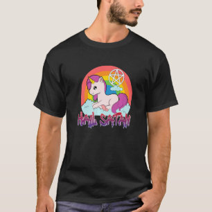 lustige Hagel Satan Einhorn Text Spaß glücklich jo T-Shirt