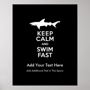 Lustige Hai-Warnung - Bewahre Ruhe und schwimme sc Poster