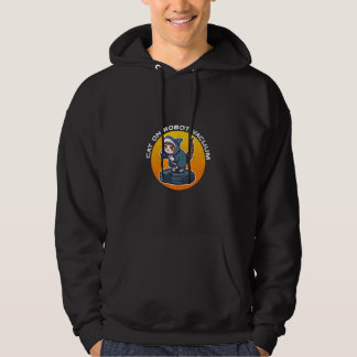 Lustige Haikatze Auf Roboter-Staubsauger Retro-Mem Hoodie