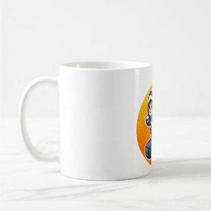 Lustige Haikatze Auf Roboter-Staubsauger Retro-Mem Kaffeetasse